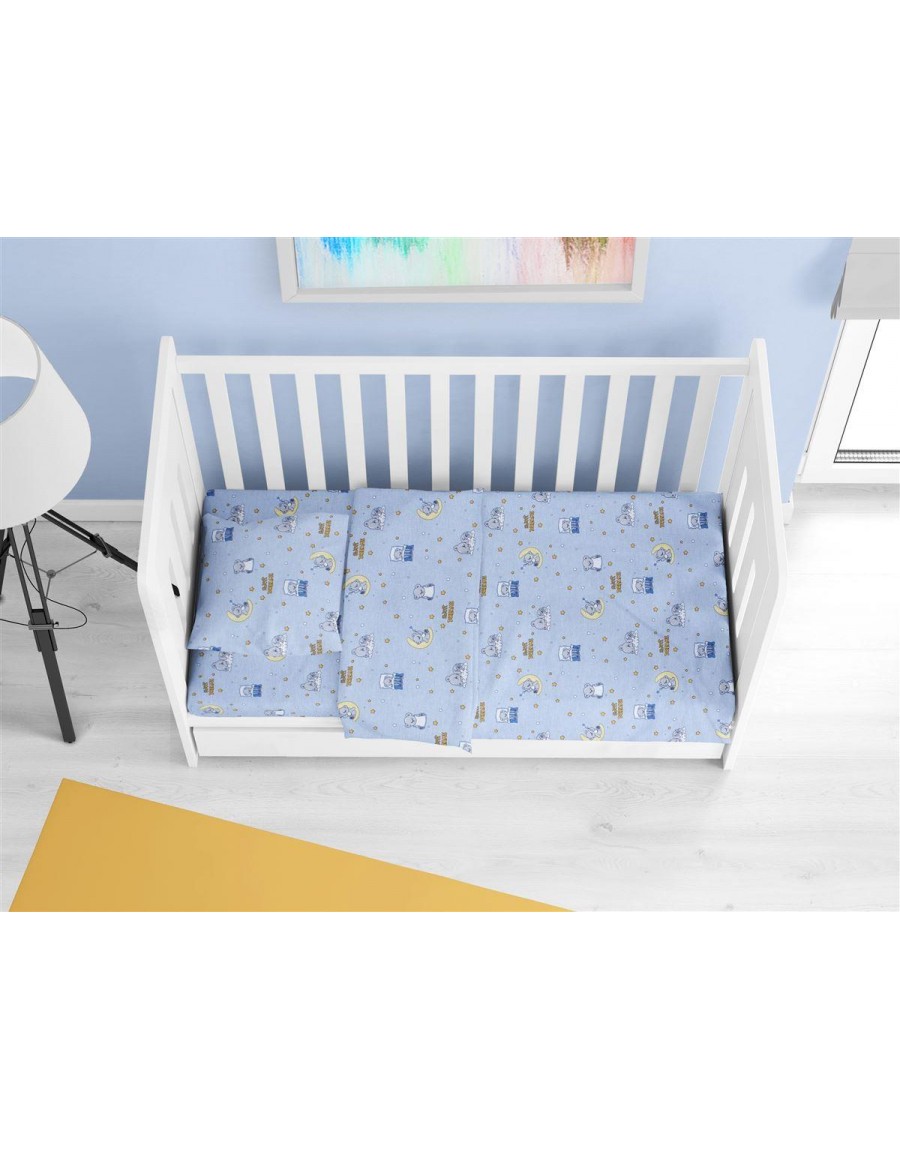 ΚΑΤΩΣΕΝΤΟΝΟ ΜΕ ΛΑΣΤΙΧΟ bebe Sweet Dreams 551 0,70X1,40X0,15 Sky Blue 100% Cotton