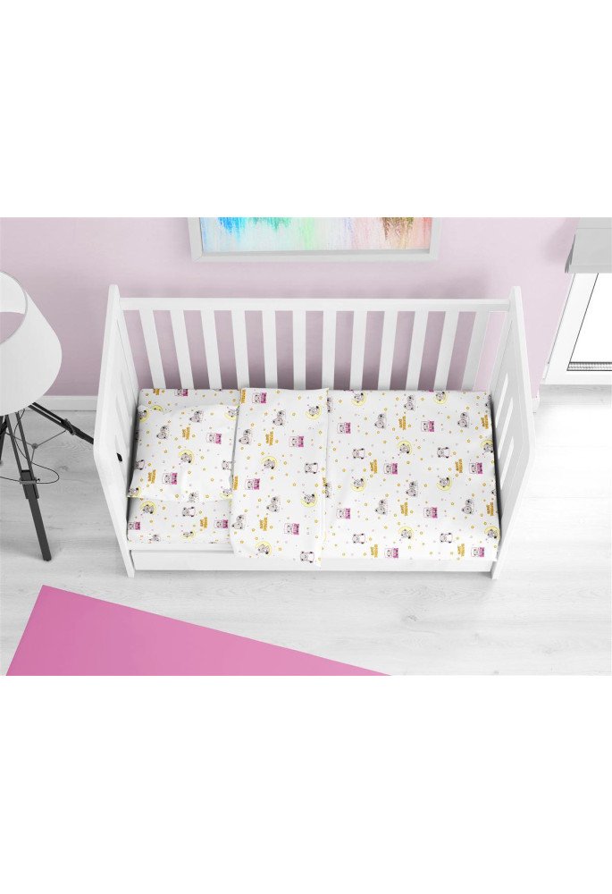 ΚΑΤΩΣΕΝΤΟΝΟ ΜΕ ΛΑΣΤΙΧΟ bebe Sweet Dreams 553 0,70X1,40X0,15 White-Pink 100% Cotton