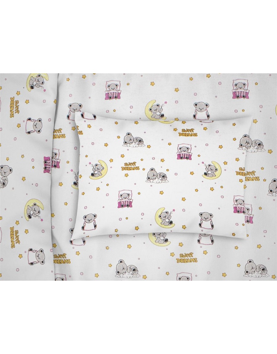 ΜΑΞΙΛΑΡΟΘΗΚΗ ΕΜΠΡΙΜΕ bebe Sweet Dreams 553 35X45 White-Pink 100% Cotton