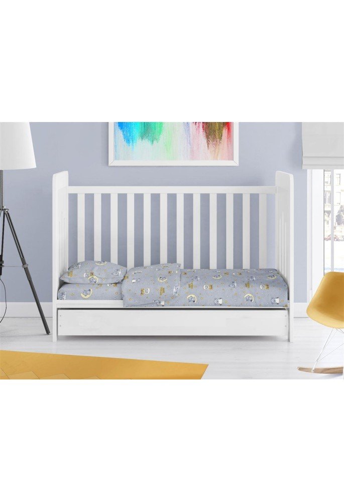 ΣΕΝΤΟΝΙΑ ΕΜΠΡΙΜΕ ΣΕΤ 3 τεμ bebe Sweet Dreams 552 120X160 Grey 100% Cotton
