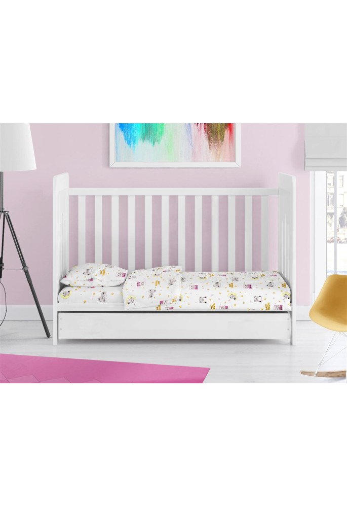 ΣΕΝΤΟΝΙΑ ΕΜΠΡΙΜΕ ΣΕΤ 3 τεμ bebe Sweet Dreams 553 120X160 White-Pink 100% Cotton