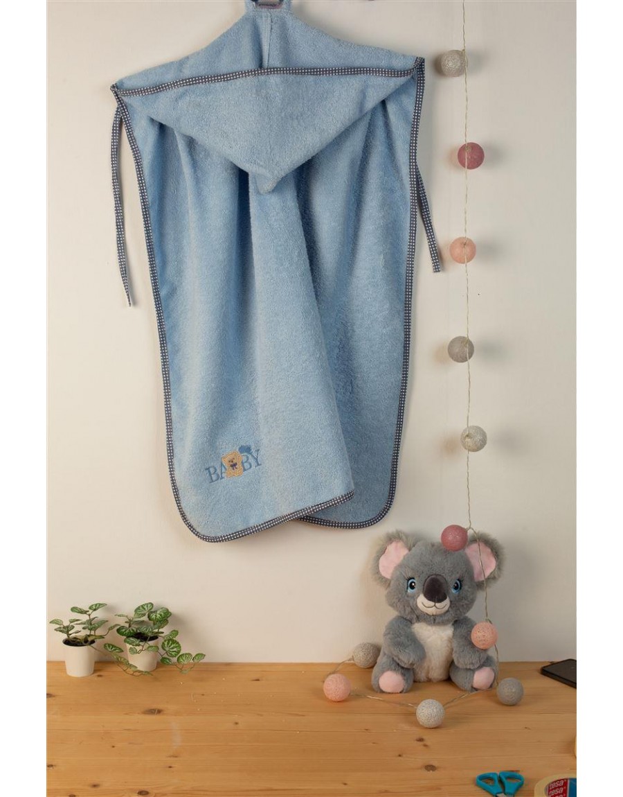 ΚΑΠΑ Με Κέντημα bebe Baby Bear 161 75X85 Σιελ 100% Cotton