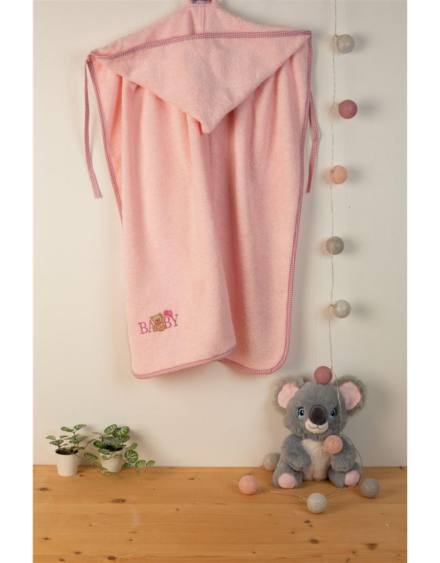 ΚΑΠΑ Με Κέντημα bebe Baby Bear 162 75X85 Ροζ 100% Cotton