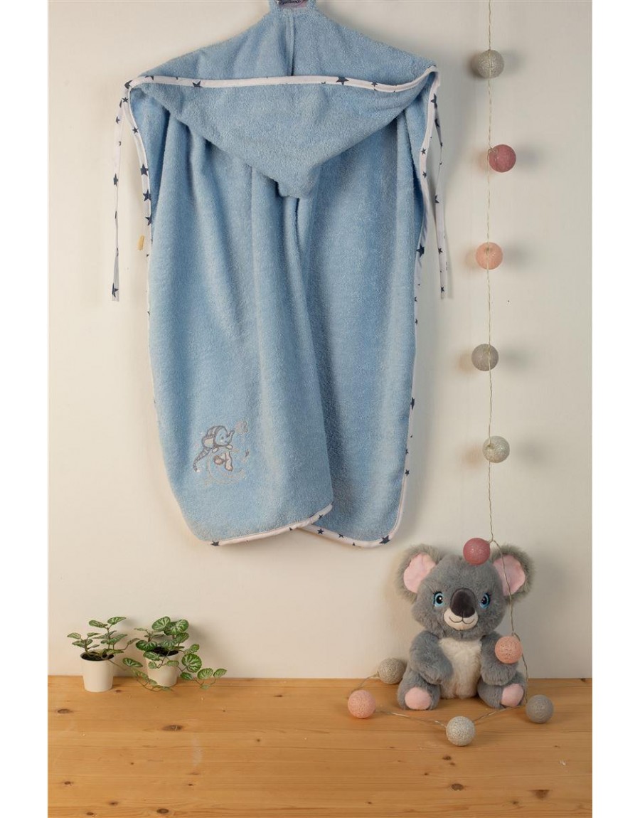 ΚΑΠΑ Με Κέντημα bebe Dreaming Elephant 166 75X85 Σιελ 100% Cotton