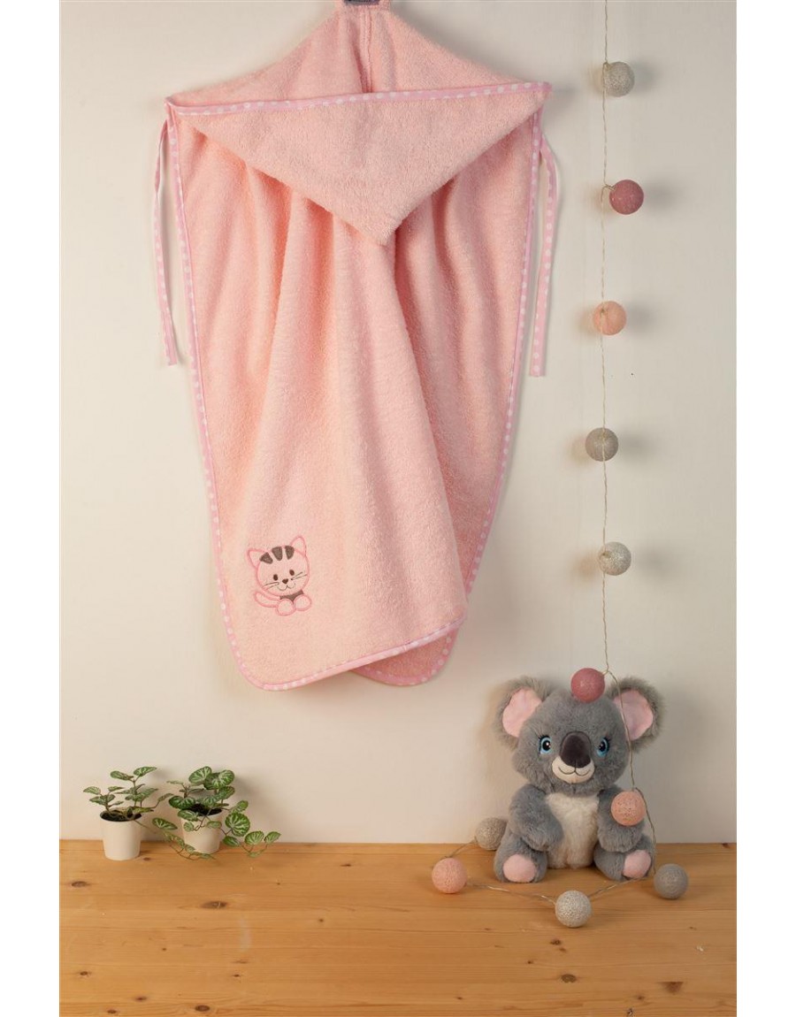 ΚΑΠΑ Με Κέντημα bebe Kitty 136 75X85 Ροζ 100% Cotton