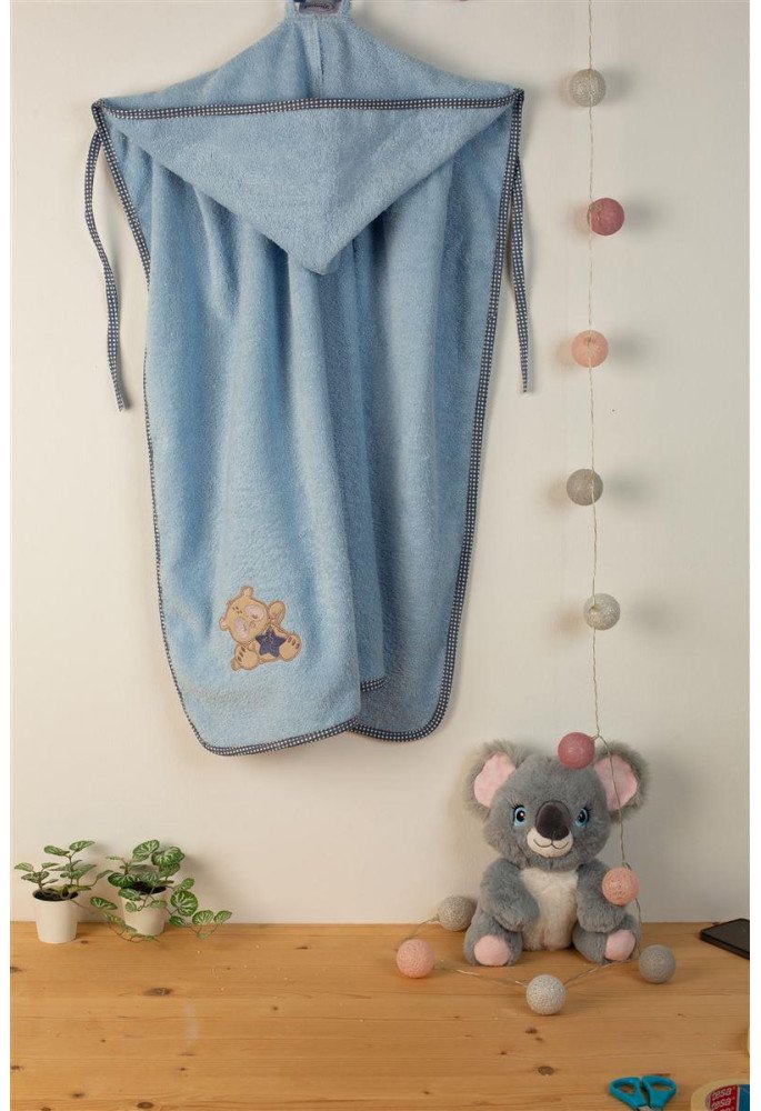 ΚΑΠΑ Με Κέντημα bebe Star Bear 151 75X85 Σιελ 100% Cotton