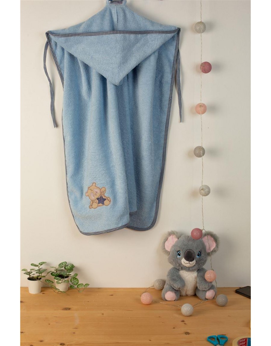 ΚΑΠΑ Με Κέντημα bebe Star Bear 151 75X85 Σιελ 100% Cotton