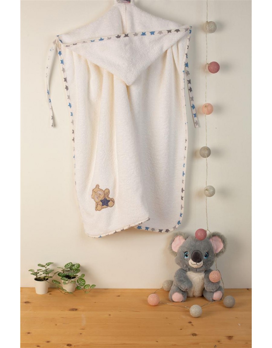 ΚΑΠΑ Με Κέντημα bebe Star Bear 152 75X85 Λευκό 100% Cotton