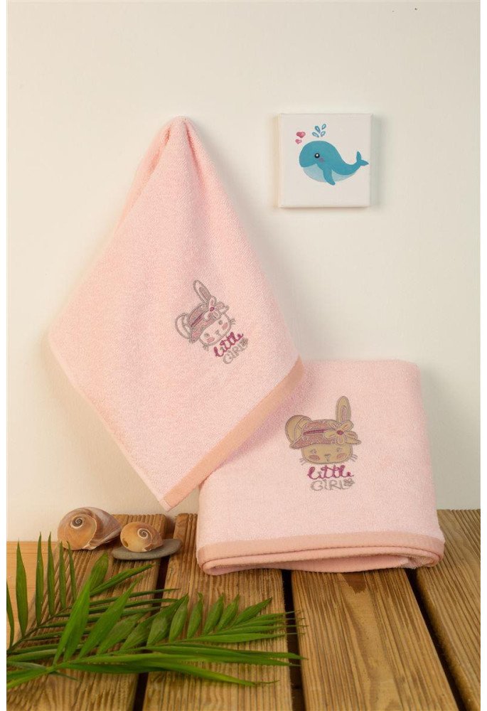 ΠΕΤΣΕΤΑ Με Κέντημα Σετ 2 τεμ bebe Rabbit Girl 146 30X50,70X140 Ροζ 100% Cotton