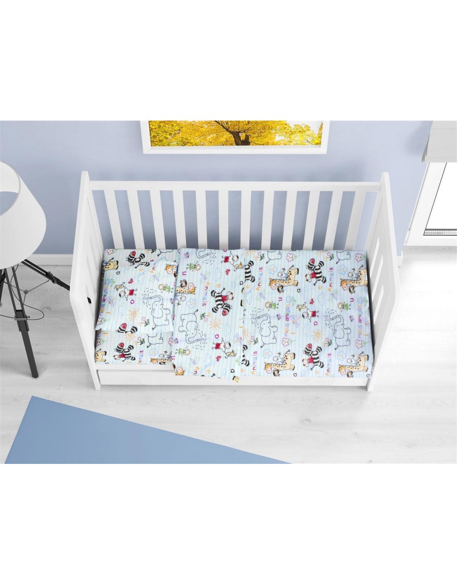 ΚΑΤΩΣΕΝΤΟΝΟ ΜΕ ΛΑΣΤΙΧΟ bebe Africa 144 0,70X1,40X0,15 Sky Blue 100% Cotton Flannel