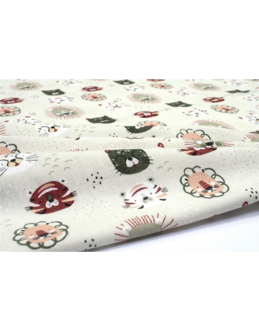 ΠΑΝΑ ΦΑΝΕΛΑ bebe Big Cats 27 80X80 Light Olive 100% Cotton Flannel