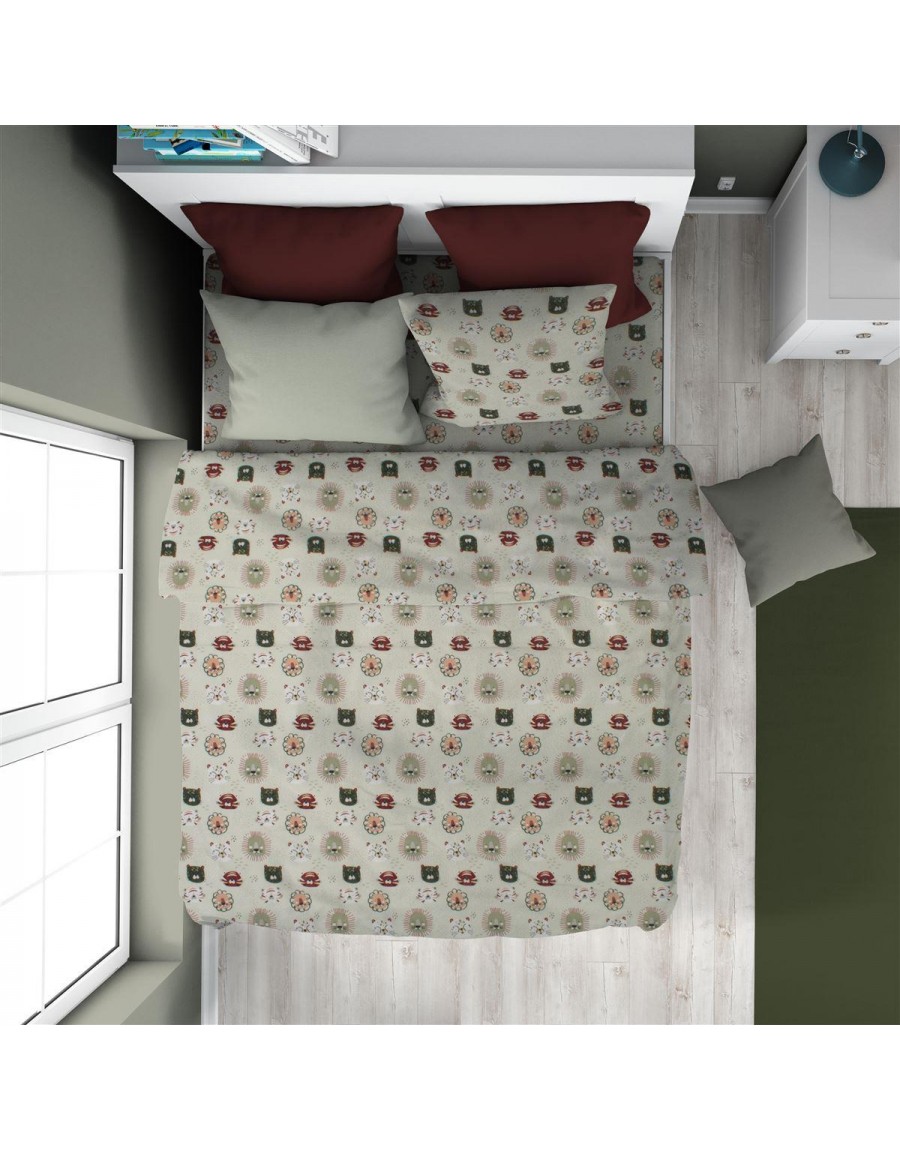 ΠΑΠΛΩΜΑΤΟΘΗΚΗ ΕΜΠΡΙΜΕ kids Big Cats 27 160X240 Light Olive 100% Cotton Flannel