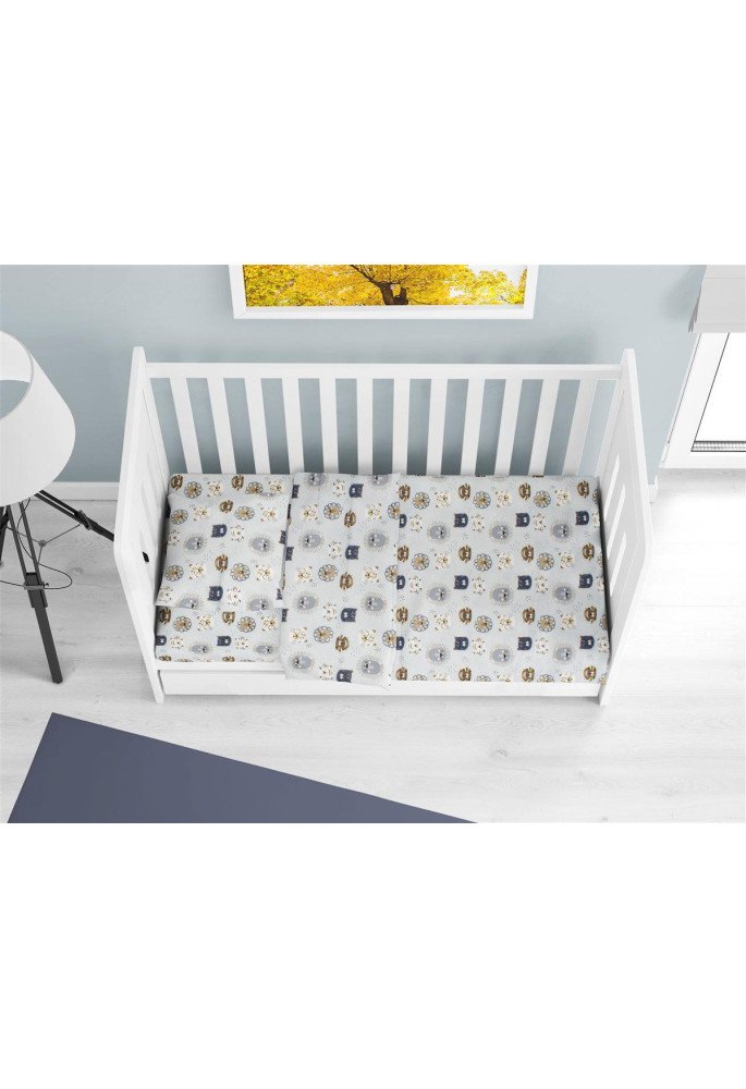 ΚΑΤΩΣΕΝΤΟΝΟ ΜΕ ΛΑΣΤΙΧΟ bebe Big Cats 28 0,70X1,40X0,15 Sky Blue 100% Cotton Flannel