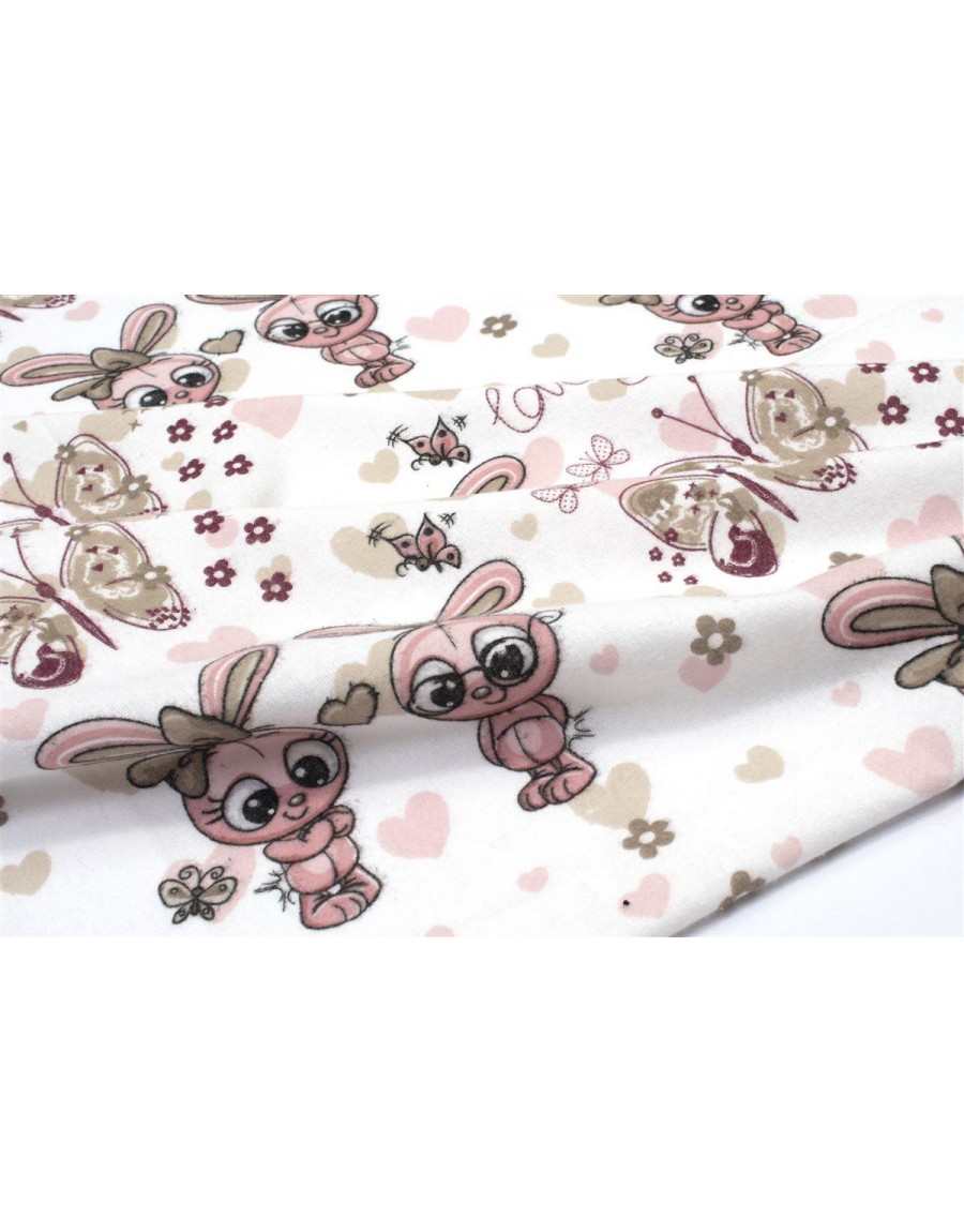 ΠΑΝΑ ΦΑΝΕΛΑ bebe Bunnies 30 80X80 White-Coral 100% Cotton Flannel