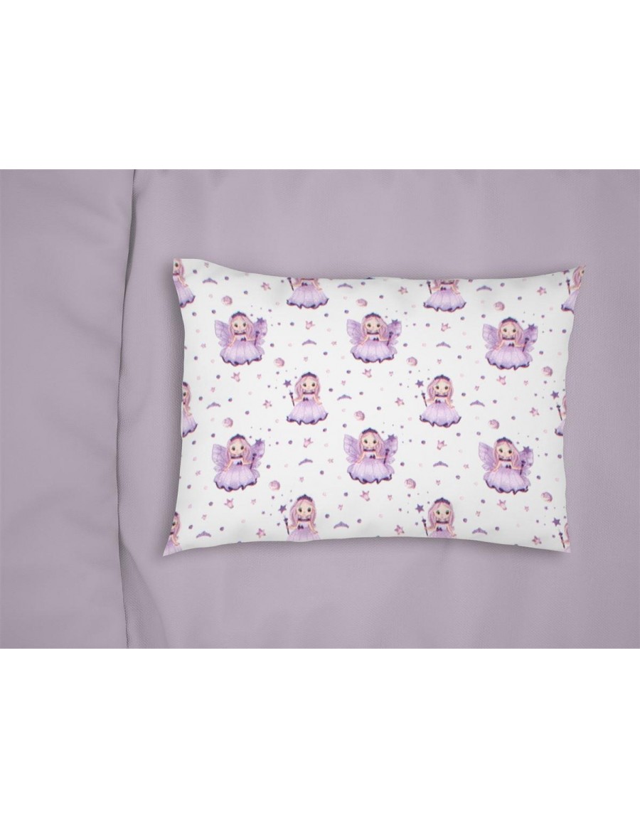 ΜΑΞΙΛΑΡΟΘΗΚΗ ΕΜΠΡΙΜΕ bebe Fairy 86 35X45 White-Lilac 100% Cotton Flannel