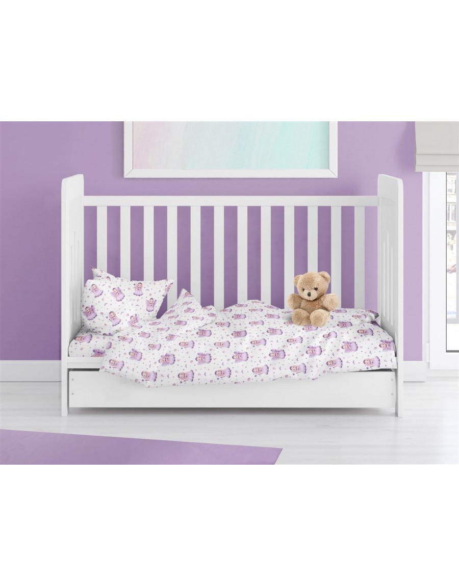 ΠΑΠΛΩΜΑΤΟΘΗΚΗ ΕΜΠΡΙΜΕ bebe Fairy 86 120X160 White-Lilac 100% Cotton Flannel