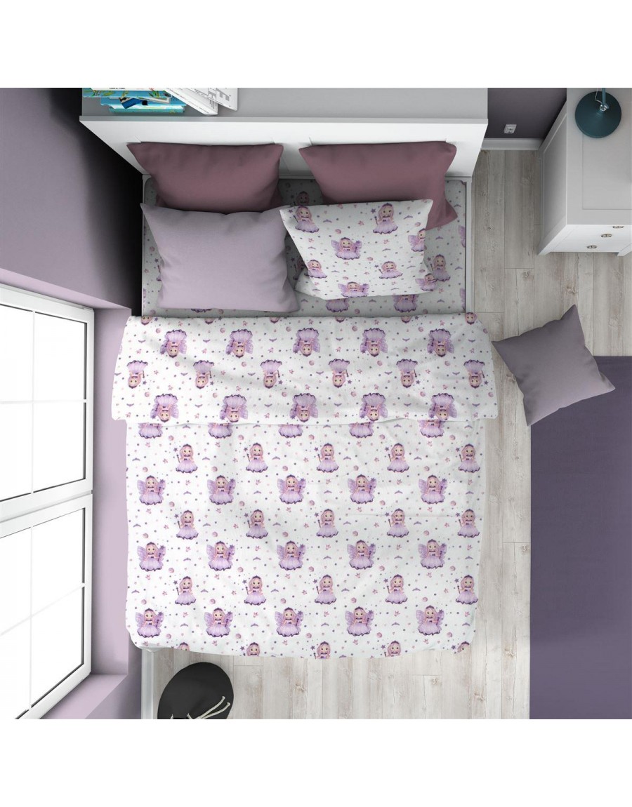 ΠΑΠΛΩΜΑΤΟΘΗΚΗ ΕΜΠΡΙΜΕ kids Fairy 86 160X240 White-Lilac 100% Cotton Flannel