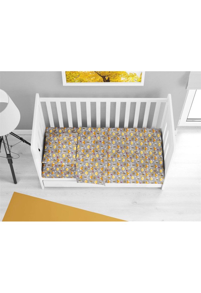 ΚΑΤΩΣΕΝΤΟΝΟ ΜΕ ΛΑΣΤΙΧΟ bebe Fox 53 0,70X1,40X0,15 Grey 100% Cotton Flannel