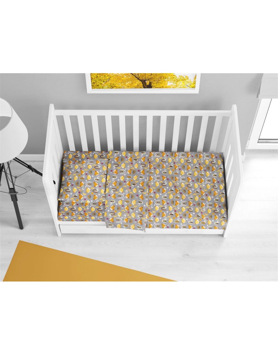 ΚΑΤΩΣΕΝΤΟΝΟ ΜΕ ΛΑΣΤΙΧΟ bebe Fox 53 0,70X1,40X0,15 Grey 100% Cotton Flannel