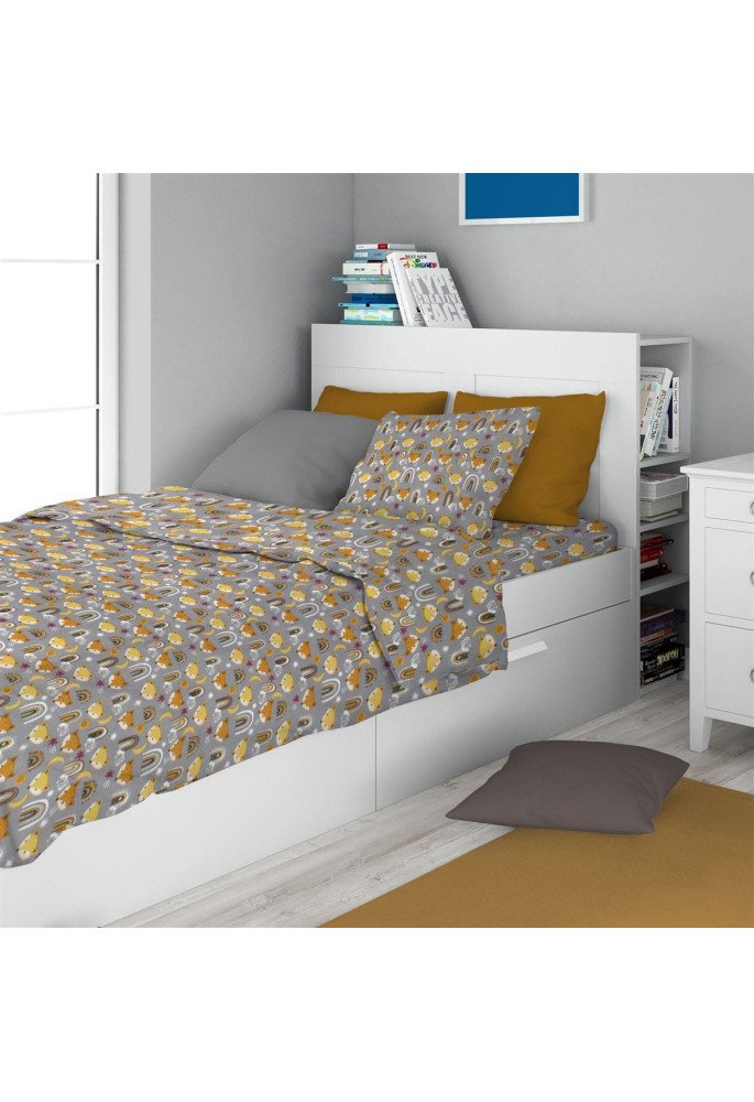 ΣΕΝΤΟΝΙΑ ΕΜΠΡΙΜΕ ΣΕΤ 3 τεμ kids Fox 53 160X240 Grey 100% Cotton Flannel