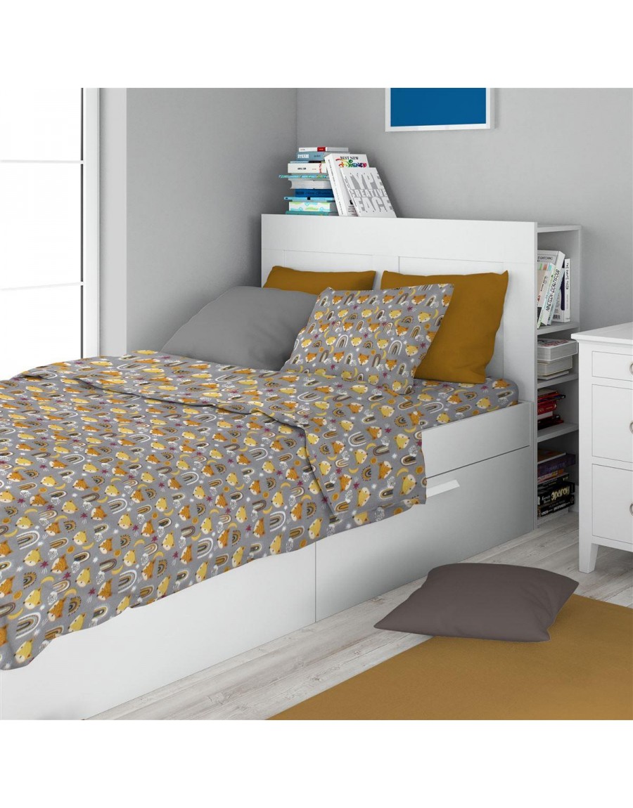 ΣΕΝΤΟΝΙΑ ΕΜΠΡΙΜΕ ΣΕΤ 3 τεμ kids Fox 53 160X240 Grey 100% Cotton Flannel