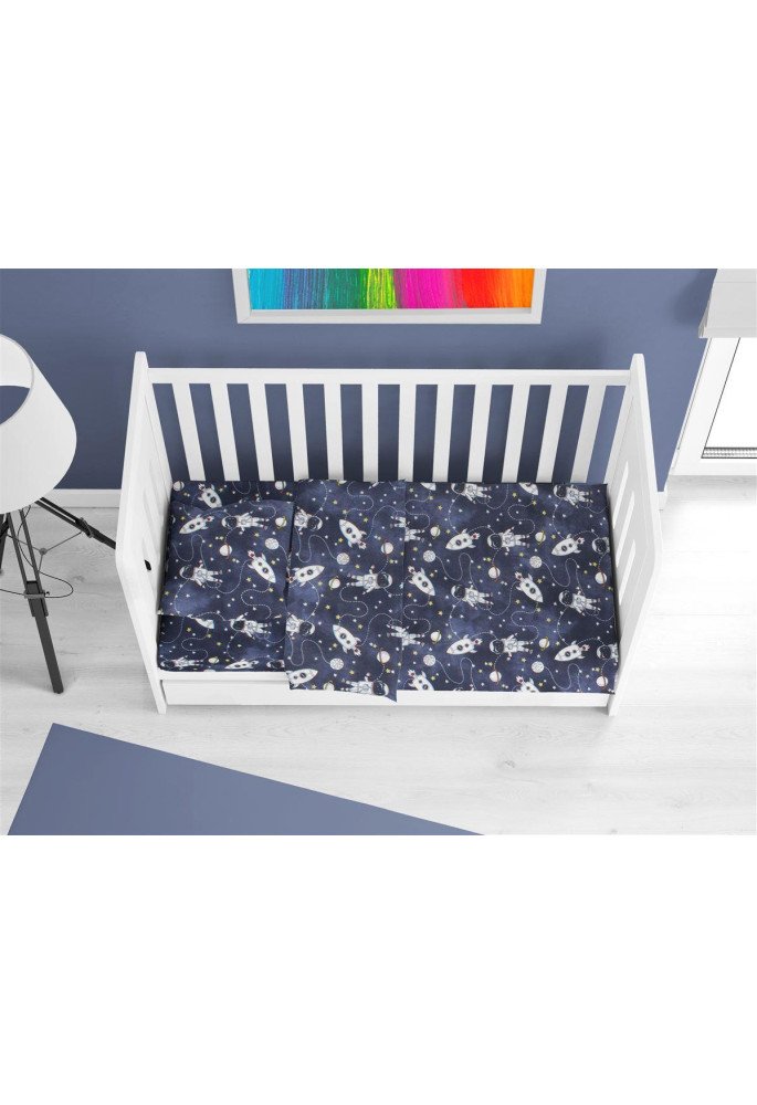 ΚΑΤΩΣΕΝΤΟΝΟ ΜΕ ΛΑΣΤΙΧΟ bebe Galaxy Travel 90 0,70X1,40X0,15 Blue 100% Cotton Flannel