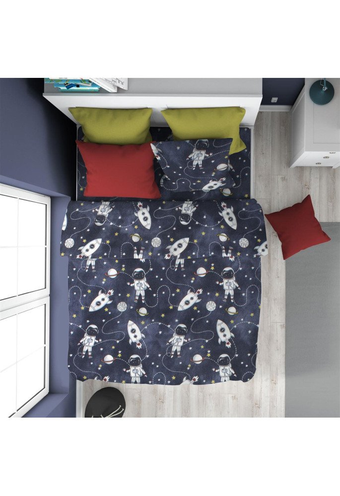 ΠΑΠΛΩΜΑΤΟΘΗΚΗ ΕΜΠΡΙΜΕ kids Galaxy Travel 90 160X240 Blue 100% Cotton Flannel