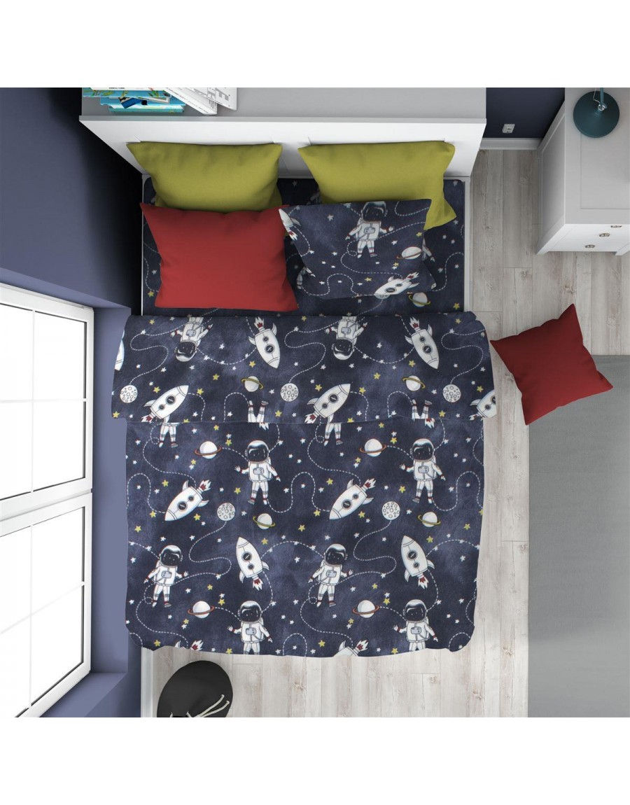 ΠΑΠΛΩΜΑΤΟΘΗΚΗ ΕΜΠΡΙΜΕ kids Galaxy Travel 90 160X240 Blue 100% Cotton Flannel