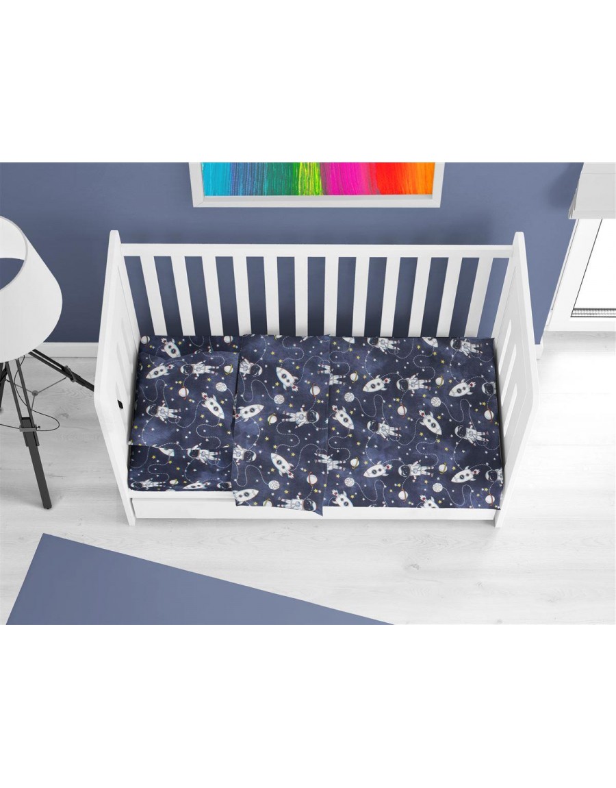 ΣΕΝΤΟΝΙΑ ΕΜΠΡΙΜΕ ΣΕΤ 3 τεμ bebe Galaxy Travel 90 120X160 Blue 100% Cotton Flannel