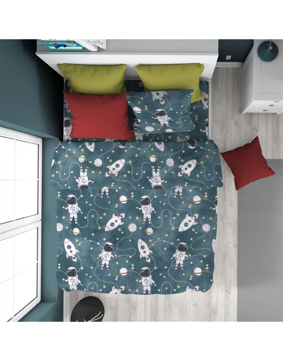 ΠΑΠΛΩΜΑΤΟΘΗΚΗ ΕΜΠΡΙΜΕ kids Galaxy Travel 91 160X240 Petrol 100% Cotton Flannel