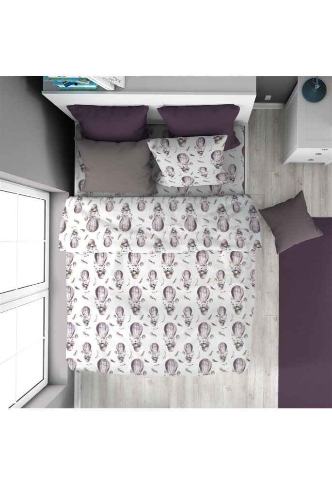 ΠΑΠΛΩΜΑΤΟΘΗΚΗ ΕΜΠΡΙΜΕ kids Hot Air Balloon 78 160X240 Lilac 100% Cotton Flannel