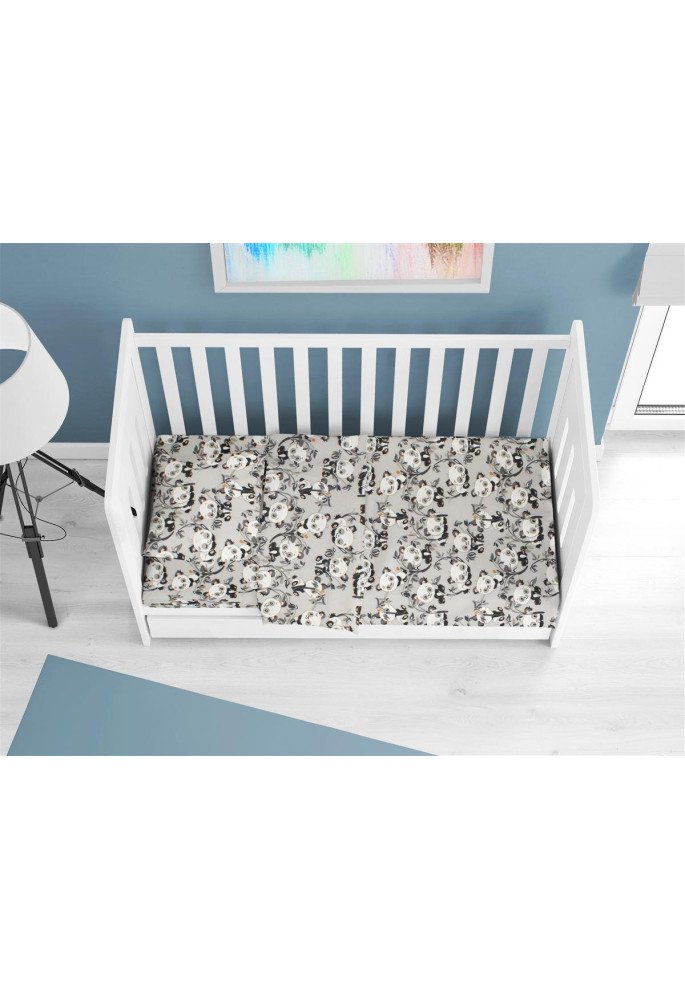 ΚΑΤΩΣΕΝΤΟΝΟ ΜΕ ΛΑΣΤΙΧΟ bebe Panda Bear 96 0,70X1,40X0,15 Grey 100% Cotton Flannel