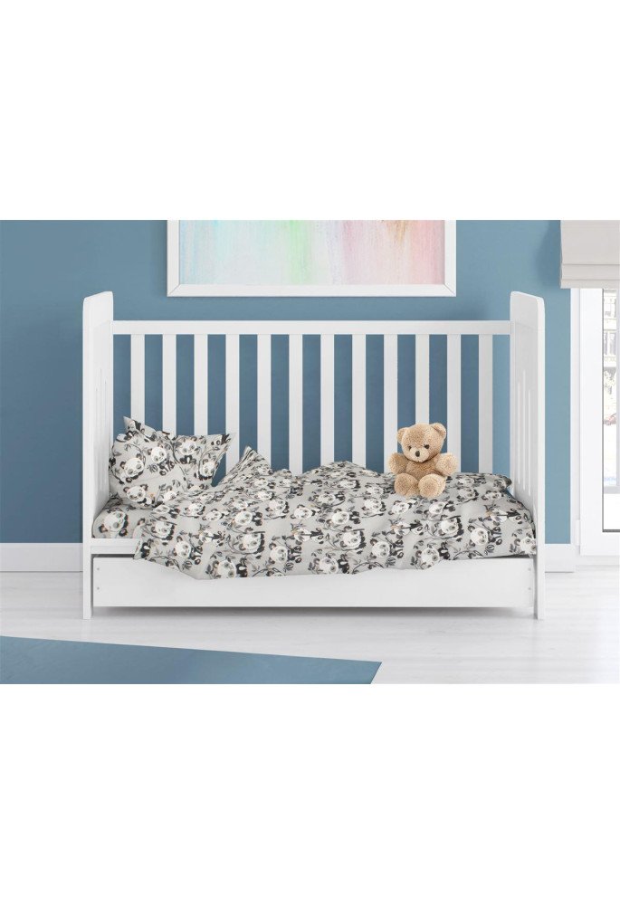 ΠΑΠΛΩΜΑ ΕΜΠΡΙΜΕ bebe Panda Bear 96 120X160 Grey 100% Cotton Flannel