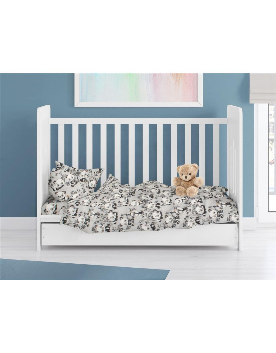 ΠΑΠΛΩΜΑ ΕΜΠΡΙΜΕ bebe Panda Bear 96 120X160 Grey 100% Cotton Flannel