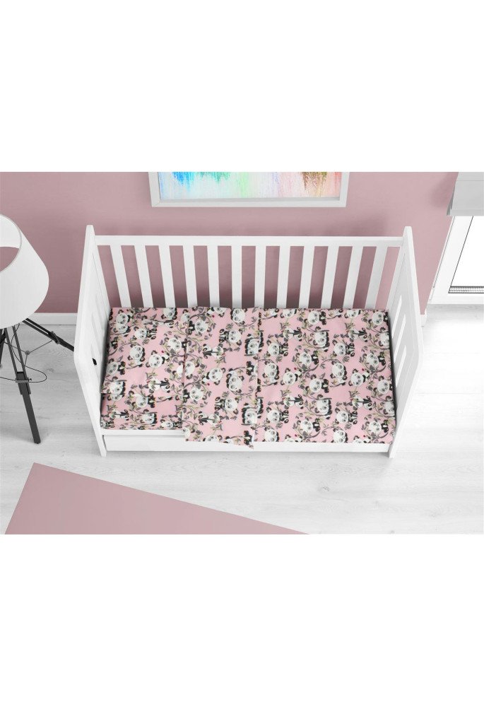 ΚΑΤΩΣΕΝΤΟΝΟ ΜΕ ΛΑΣΤΙΧΟ bebe Panda Bear 97 0,70X1,40X0,15 Pink 100% Cotton Flannel