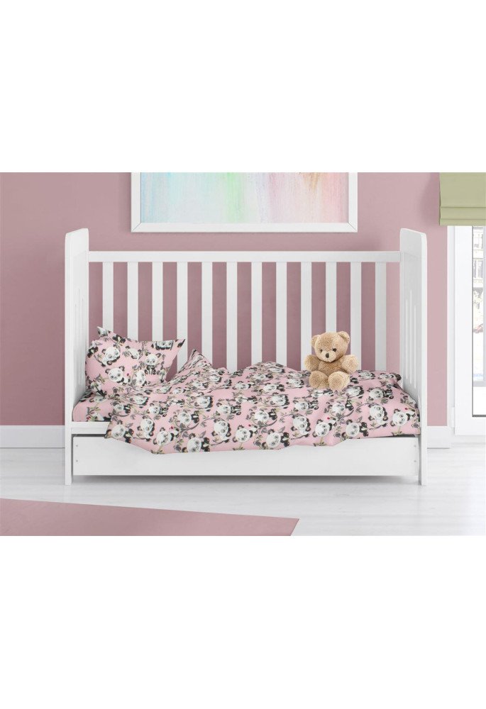 ΠΑΠΛΩΜΑ ΕΜΠΡΙΜΕ bebe Panda Bear 97 120X160 Pink 100% Cotton Flannel