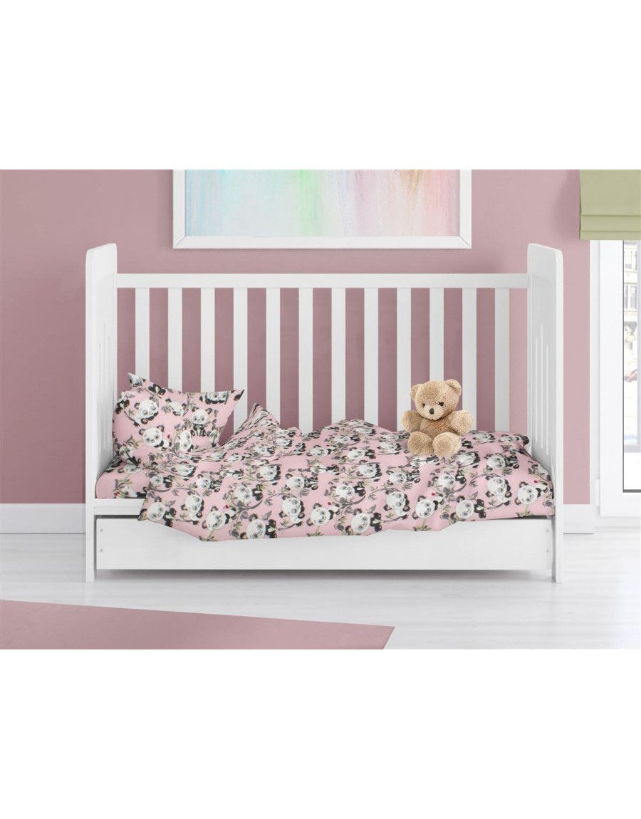 ΠΑΠΛΩΜΑΤΟΘΗΚΗ ΕΜΠΡΙΜΕ bebe Panda Bear 97 120X160 Pink 100% Cotton Flannel