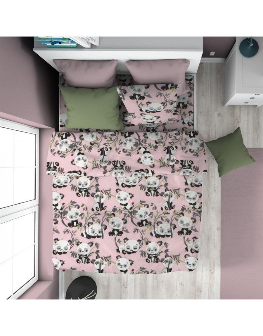 ΠΑΠΛΩΜΑΤΟΘΗΚΗ ΕΜΠΡΙΜΕ kids Panda Bear 97 160X240 Pink 100% Cotton Flannel