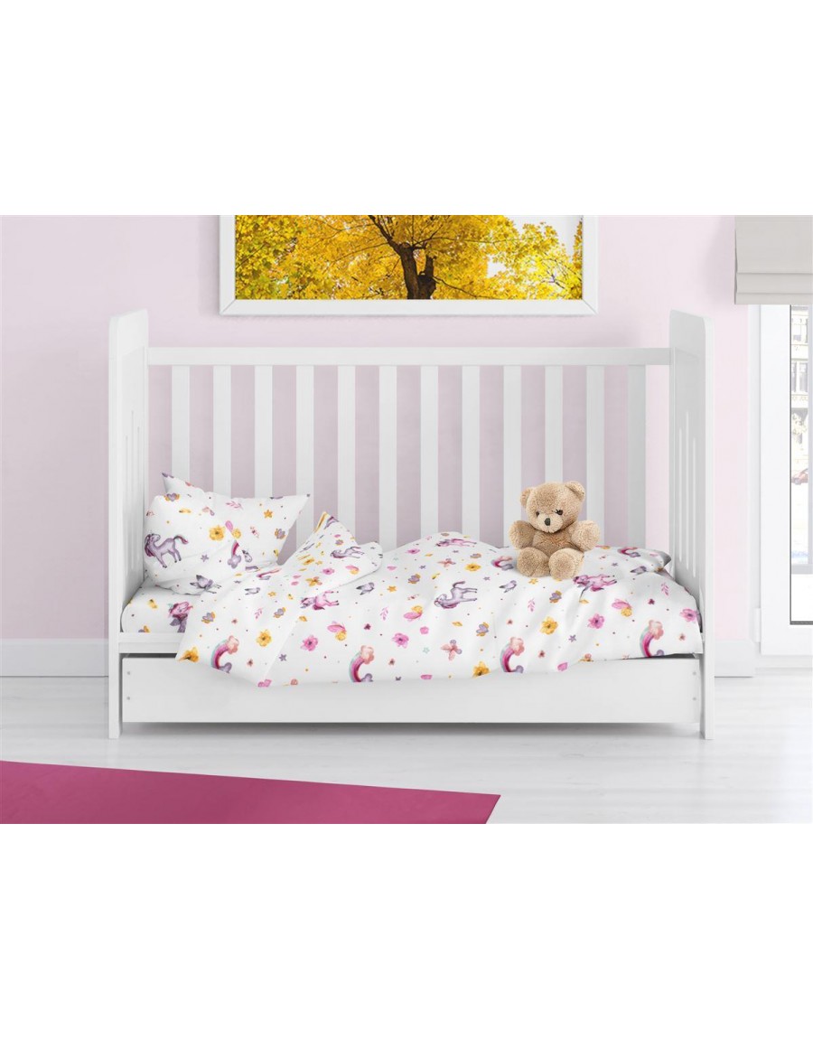 ΠΑΠΛΩΜΑ ΕΜΠΡΙΜΕ bebe Unicorn 105 120X160 White 100% Cotton Flannel