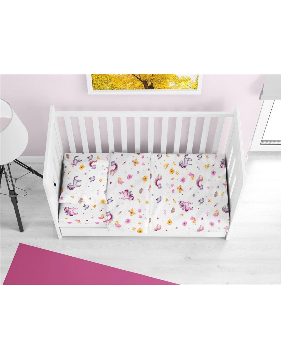 ΣΕΝΤΟΝΙΑ ΕΜΠΡΙΜΕ ΣΕΤ 3 τεμ bebe Unicorn 105 120X160 White 100% Cotton Flannel