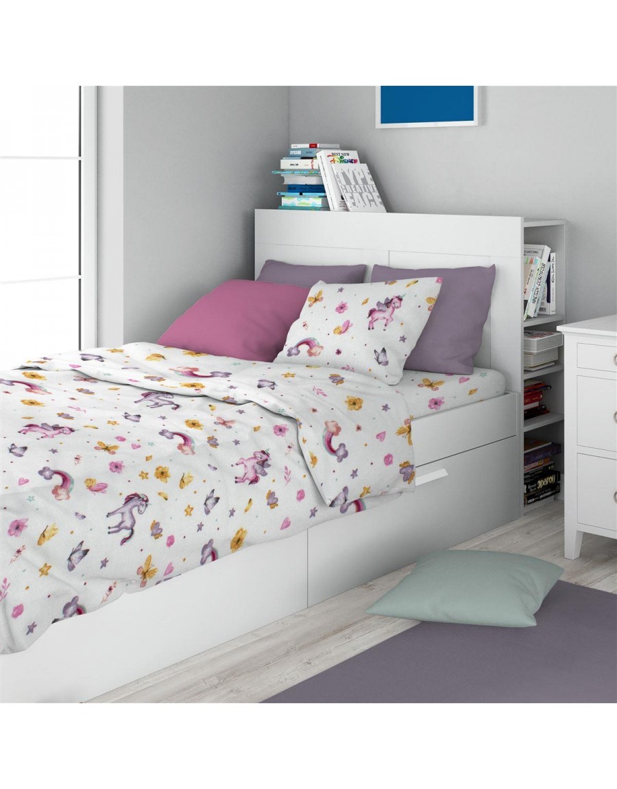 ΣΕΝΤΟΝΙΑ ΕΜΠΡΙΜΕ ΣΕΤ 3 τεμ kids Unicorn 105 160X240 White 100% Cotton Flannel