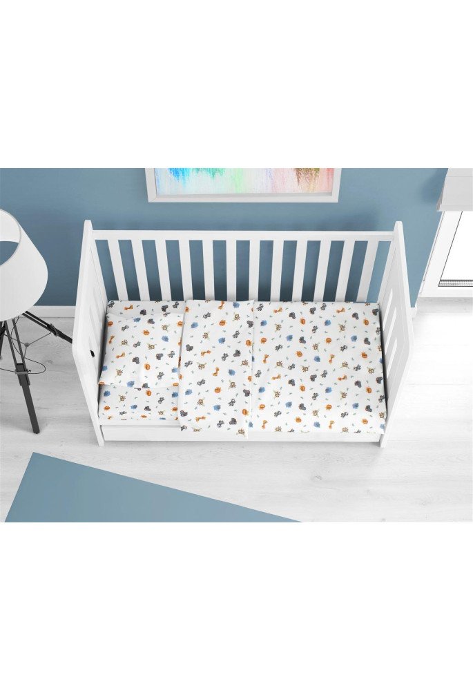 ΚΑΤΩΣΕΝΤΟΝΟ ΜΕ ΛΑΣΤΙΧΟ bebe Zoo 29 0,70X1,40X0,15 White 100% Cotton Flannel