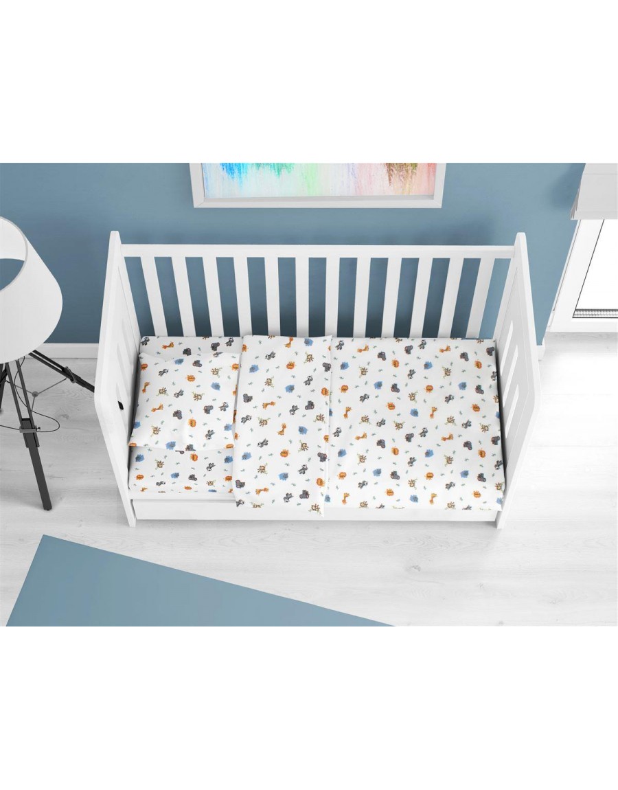 ΚΑΤΩΣΕΝΤΟΝΟ ΜΕ ΛΑΣΤΙΧΟ bebe Zoo 29 0,70X1,40X0,15 White 100% Cotton Flannel