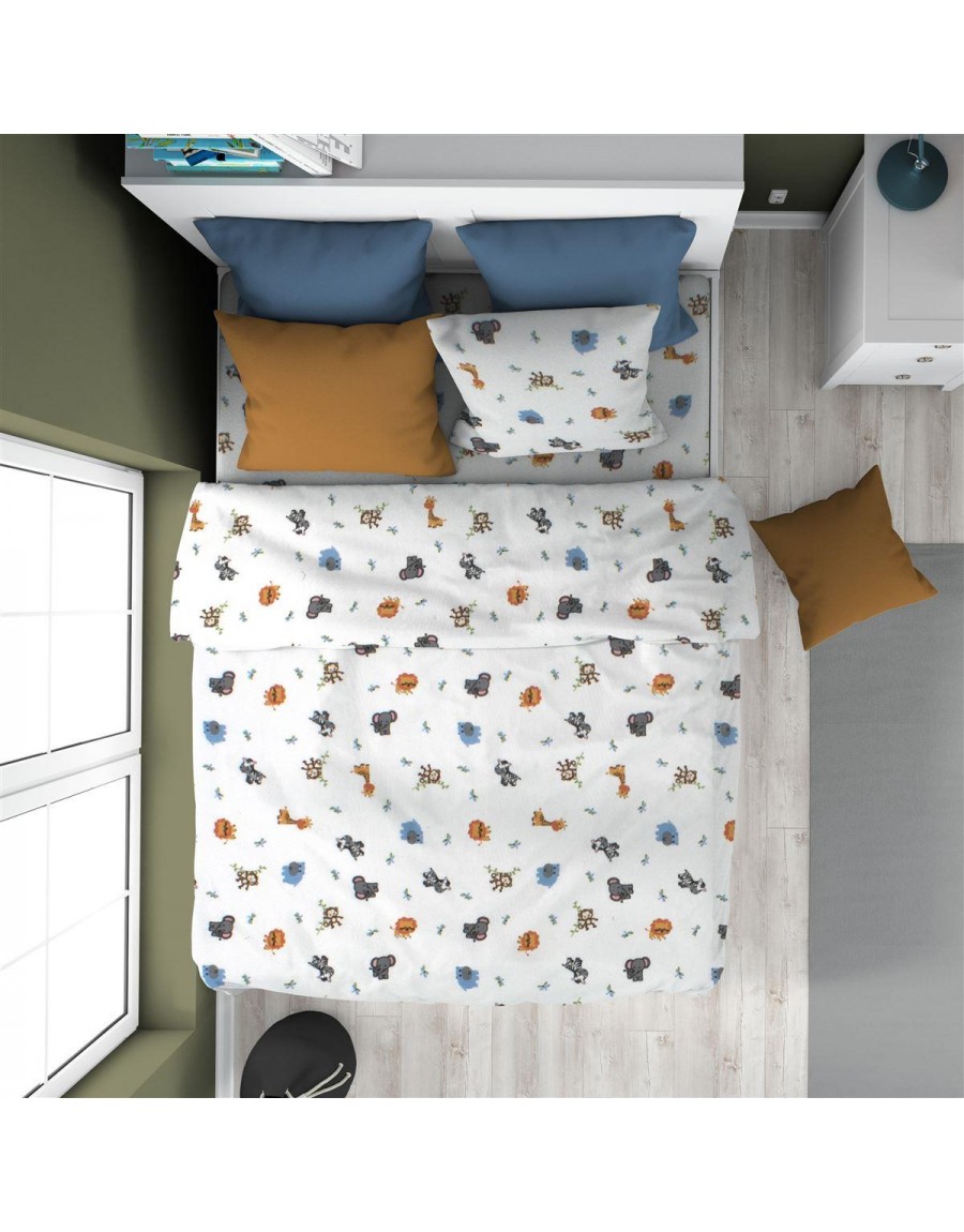 ΠΑΠΛΩΜΑΤΟΘΗΚΗ ΕΜΠΡΙΜΕ kids Zoo 29 160X240 White 100% Cotton Flannel