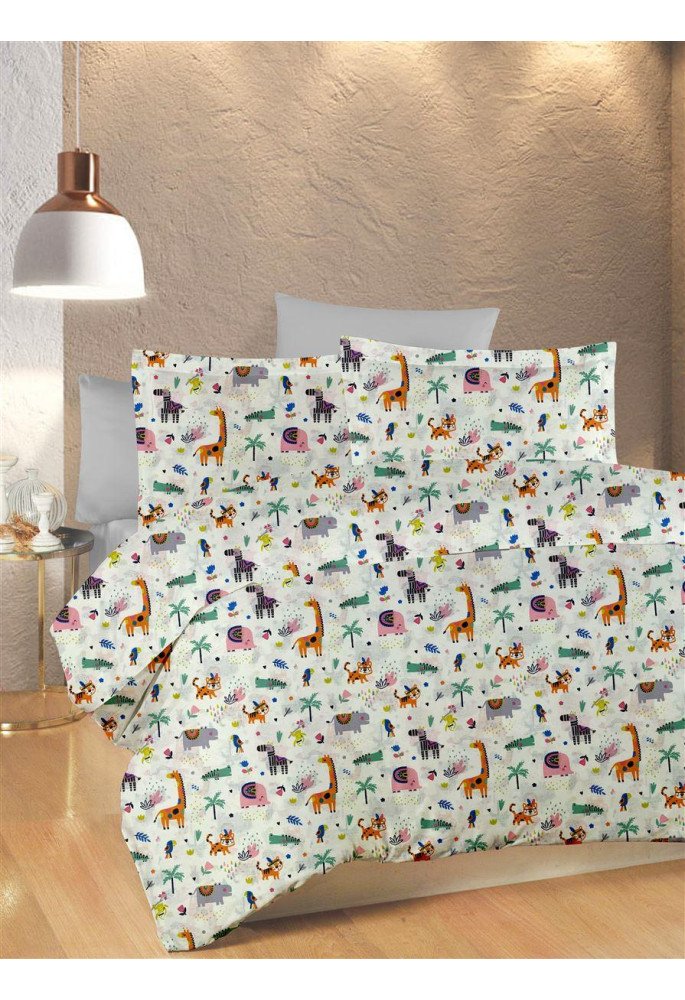 ΚΑΤΩΣΕΝΤΟΝΟ ΜΕ ΛΑΣΤΙΧΟ bebe Zoo 556 0,70X1,40X0,15 White-Multi 100% Cotton