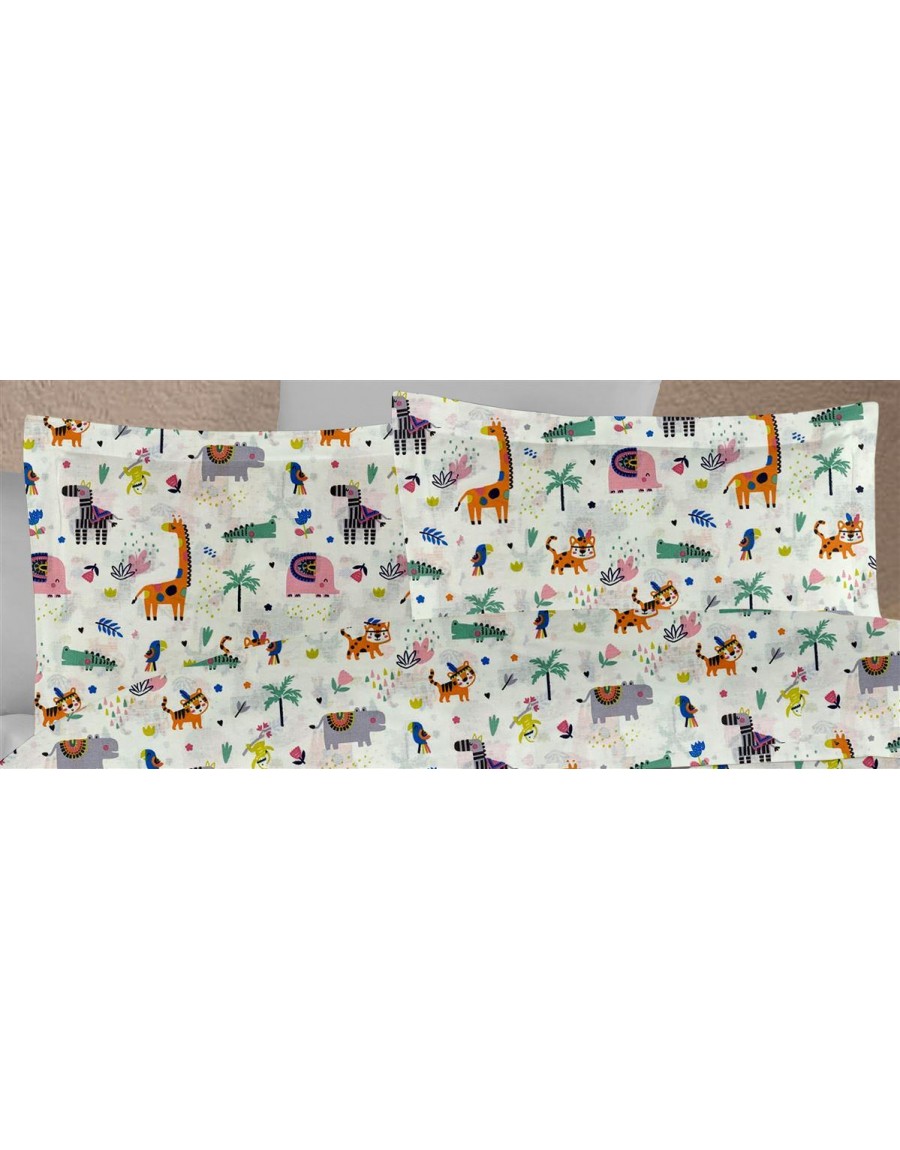 ΜΑΞΙΛΑΡΟΘΗΚΗ ΕΜΠΡΙΜΕ kids Zoo 556 50X70 White-Multi 100% Cotton