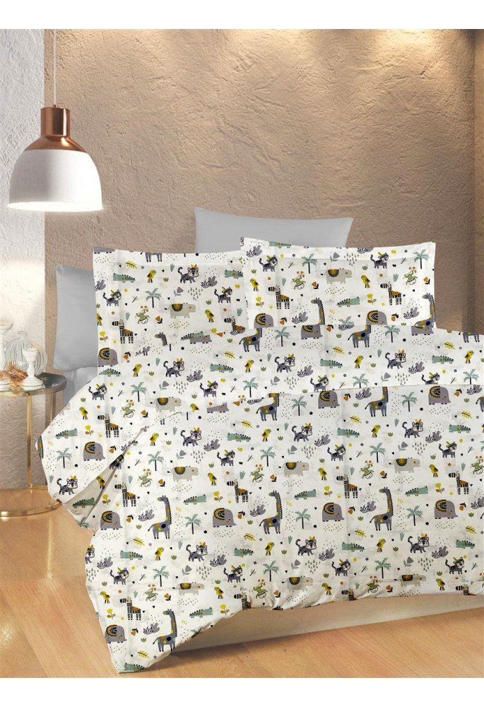 ΚΑΤΩΣΕΝΤΟΝΟ ΜΕ ΛΑΣΤΙΧΟ bebe Zoo 557 0,70X1,40X0,15 White-Grey 100% Cotton