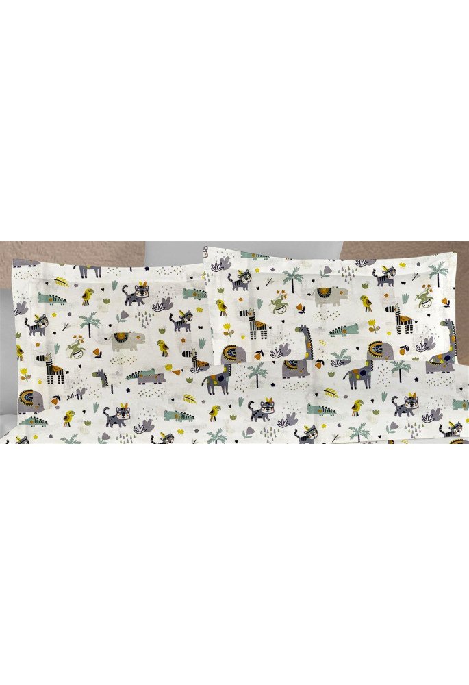 ΜΑΞΙΛΑΡΟΘΗΚΗ ΕΜΠΡΙΜΕ kids Zoo 557 50X70 White-Grey 100% Cotton