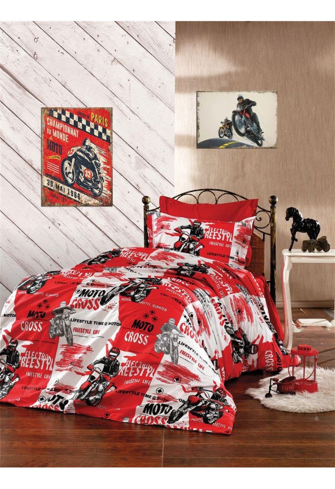 ΠΑΠΛΩΜΑΤΟΘΗΚΗ ΕΜΠΡΙΜΕ kids Motocross 288 160X240 Red 70/30 Cott/Pol