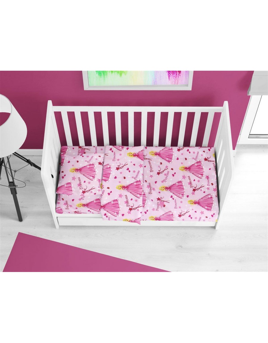 ΚΑΤΩΣΕΝΤΟΝΟ ΜΕ ΛΑΣΤΙΧΟ bebe Princess 392 0,70X1,40X0,15 Pink 70/30 Cott/Pol